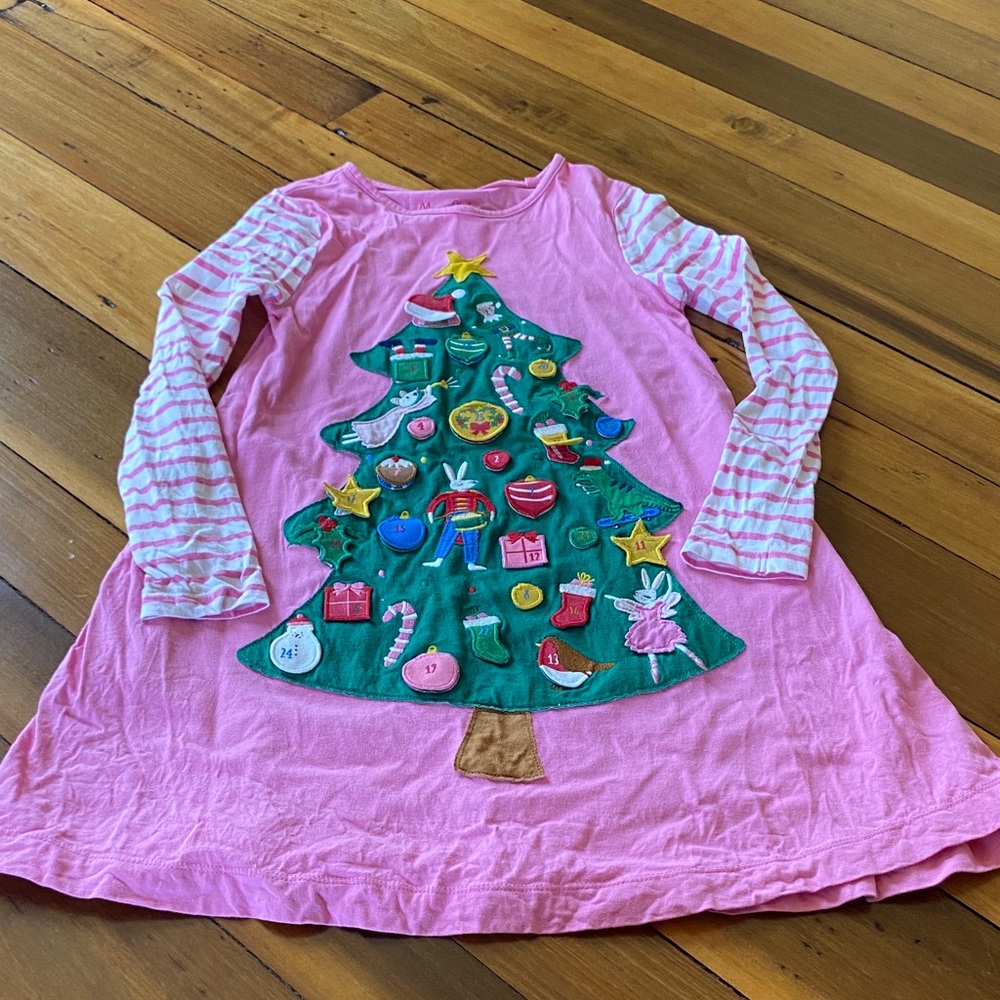 Mini Boden Pink Dress with Festive Design